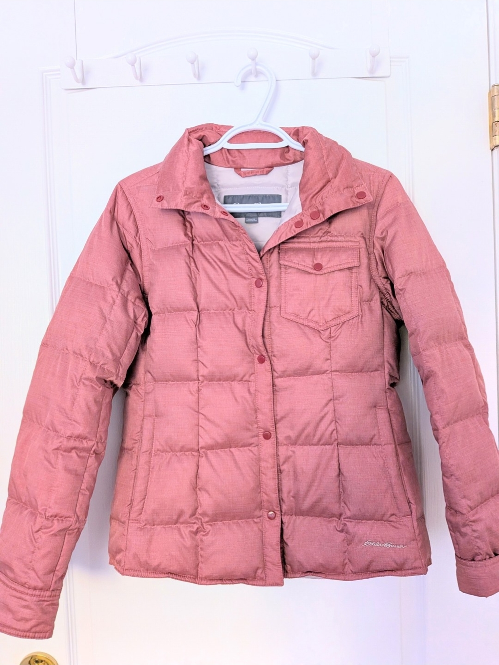 Eddie Bauer Quilted Down Puffer Jacket in Dusty Rose - Picture 3 of 7
